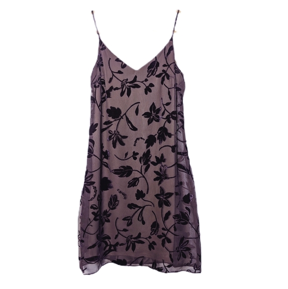 Rampage Vintage 90s Goth Grunge Plum Purple Burnout Velvet Tank Sheer Mini Dress - Picture 3 of 9
